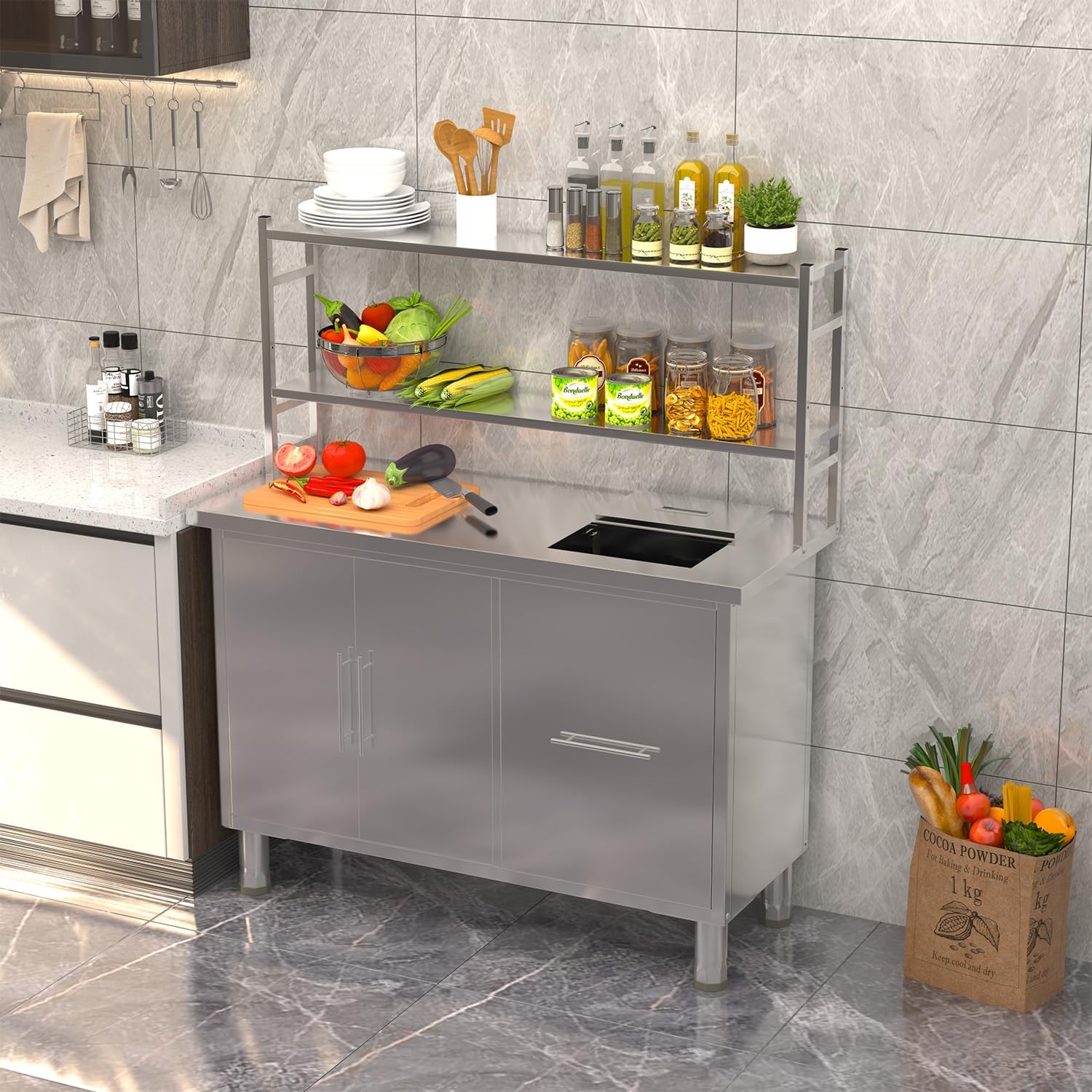 Stainless Steel Prep Table wit - đánh giá và giá Commercial Kitchen Prep Table