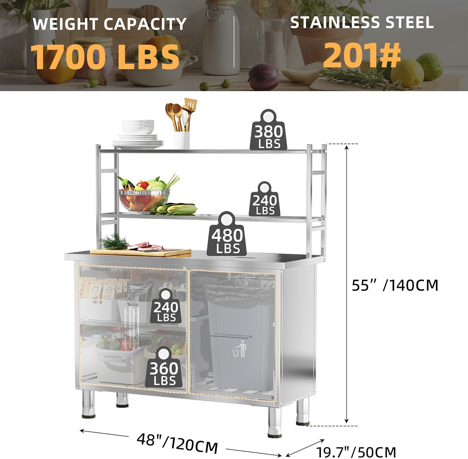 Stainless Steel Prep Table wit - đánh giá và giá Commercial Kitchen Prep Table