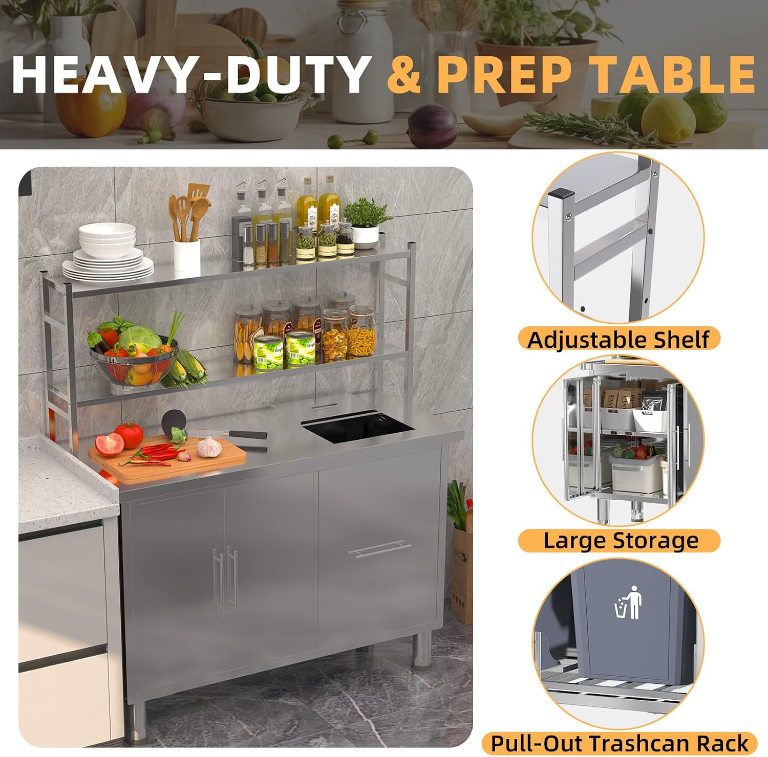 Stainless Steel Prep Table wit - đánh giá và giá Commercial Kitchen Prep Table